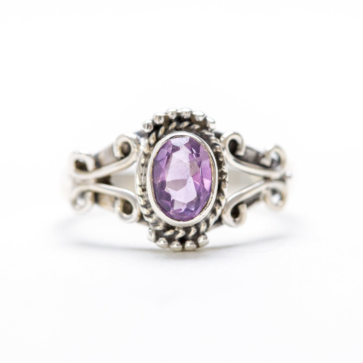 Faceted Amethyst Ring, Purple Stone Ring