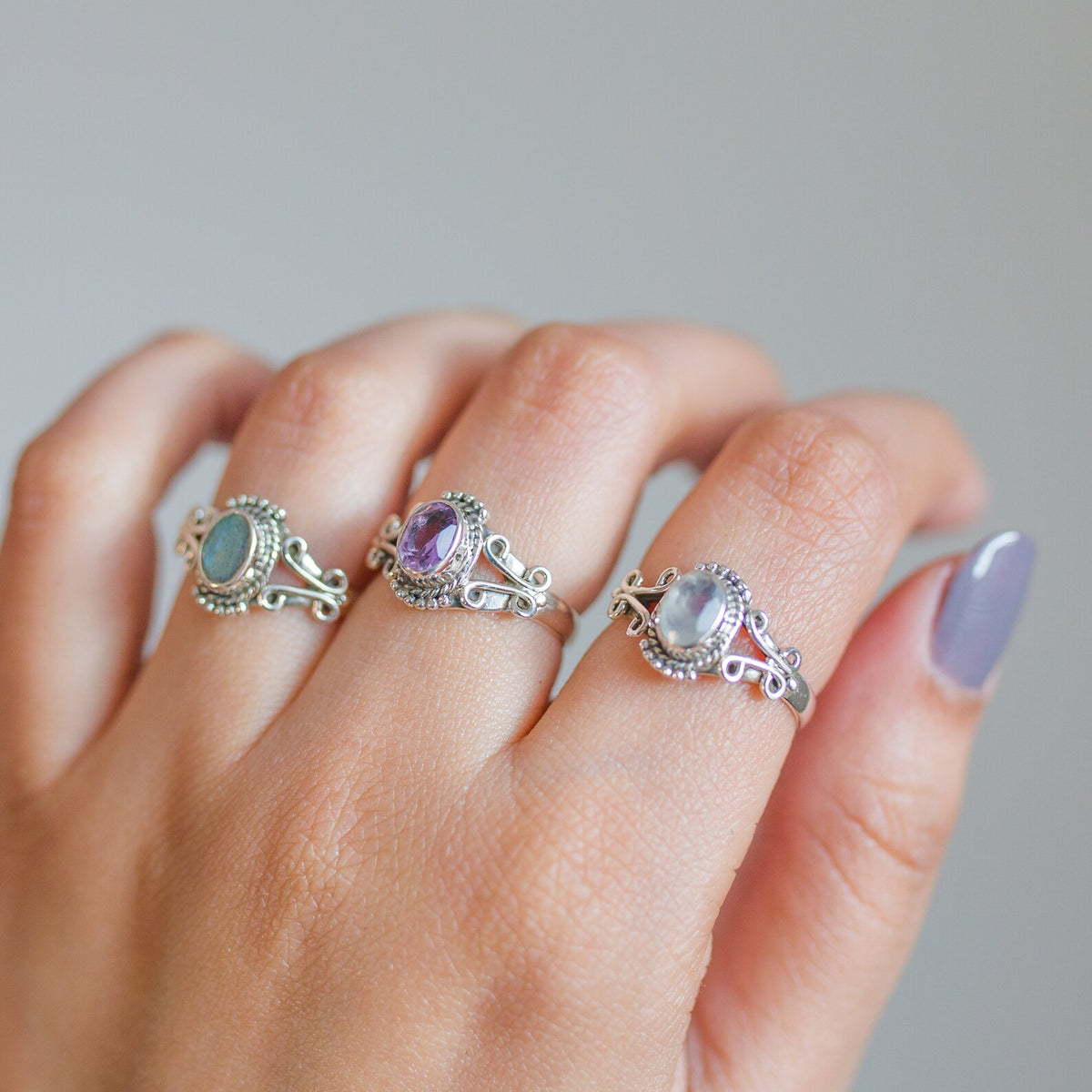 Faceted Amethyst Ring, Purple Stone Ring