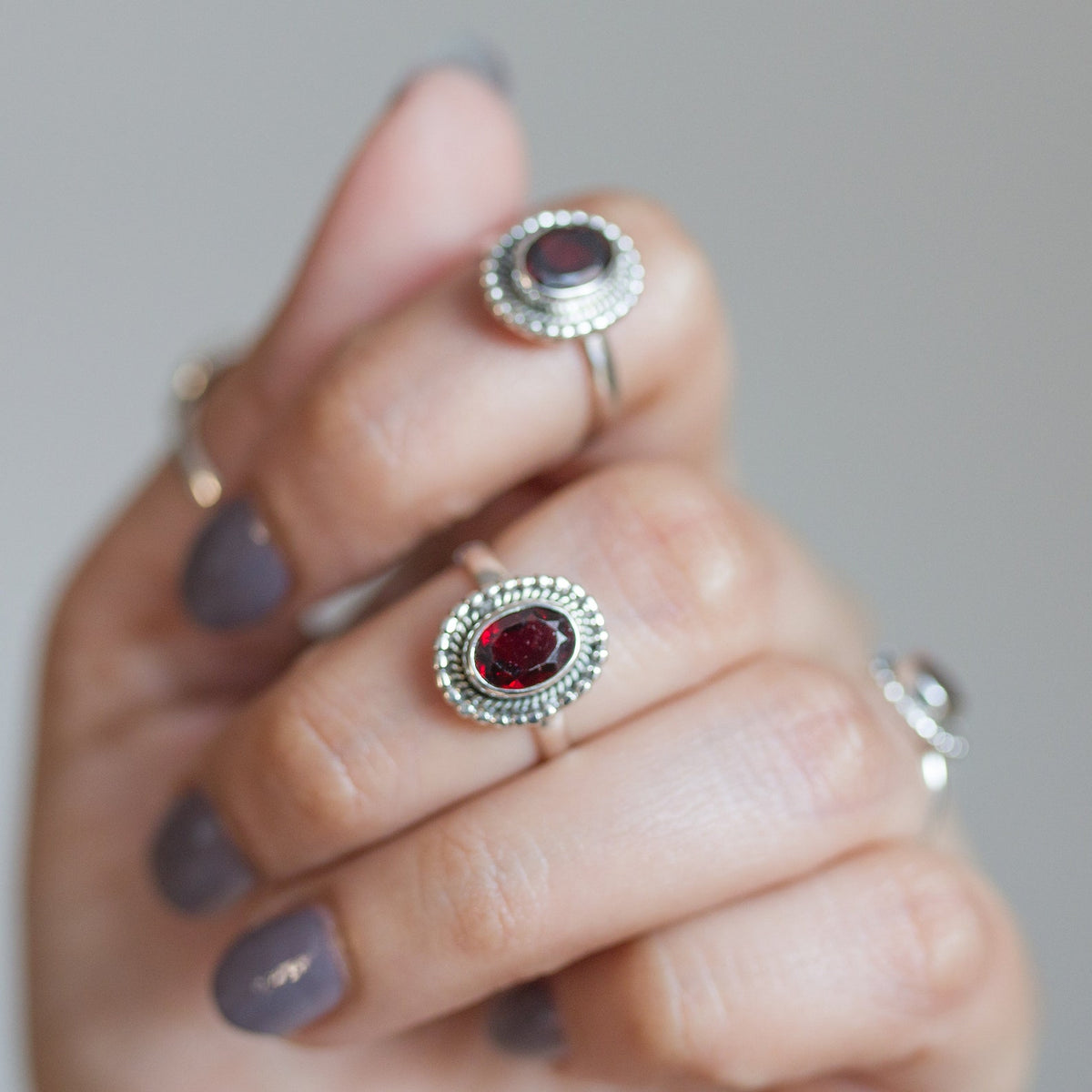 Faceted Garnet Ring, January Birthstone Ring