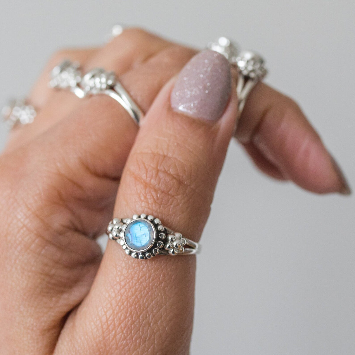 Blue Moonstone Ring, June Birthstone Ring