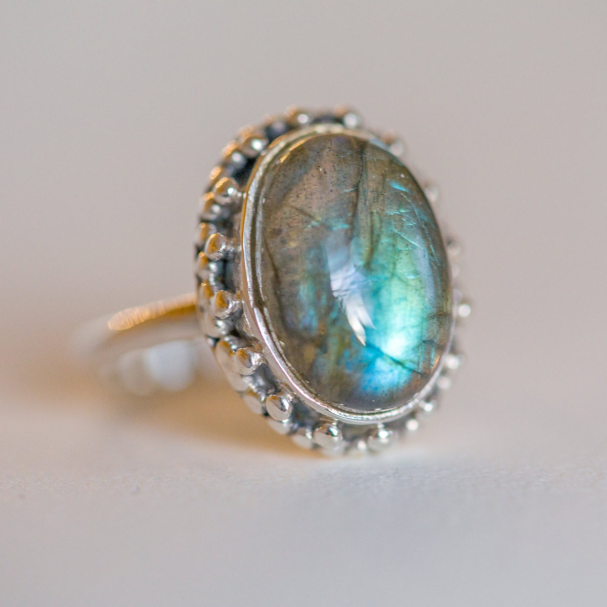 Oval Labradorite Ring, Galaxy Ring