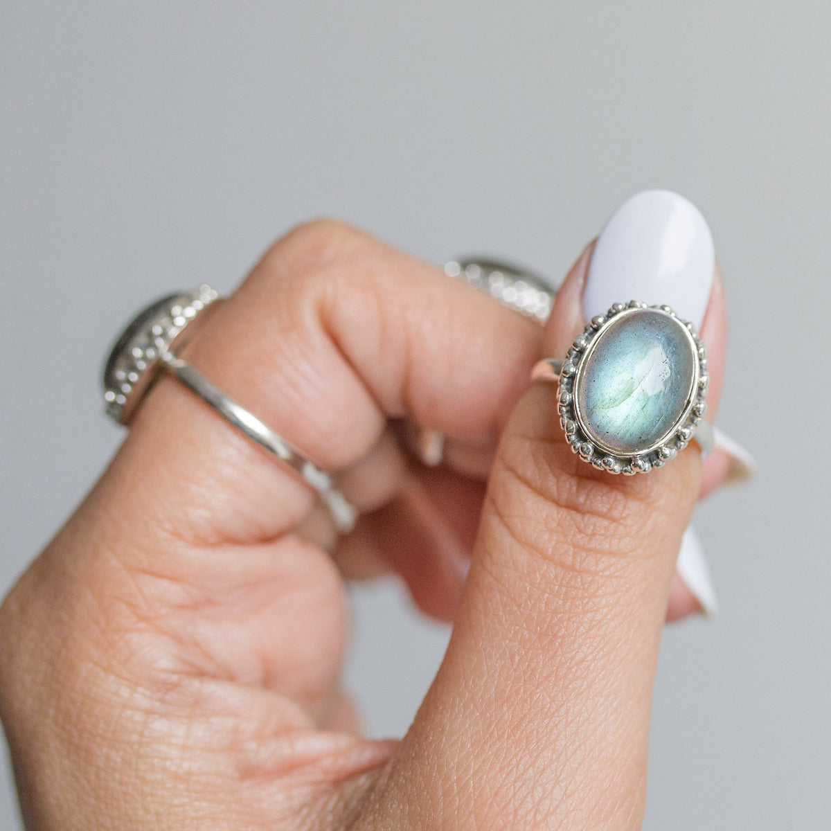 Oval Labradorite Ring, Galaxy Ring