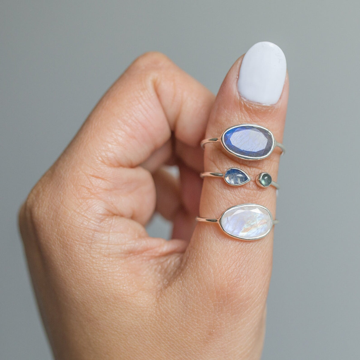 Faceted Labradorite Rings, Galaxy Ring