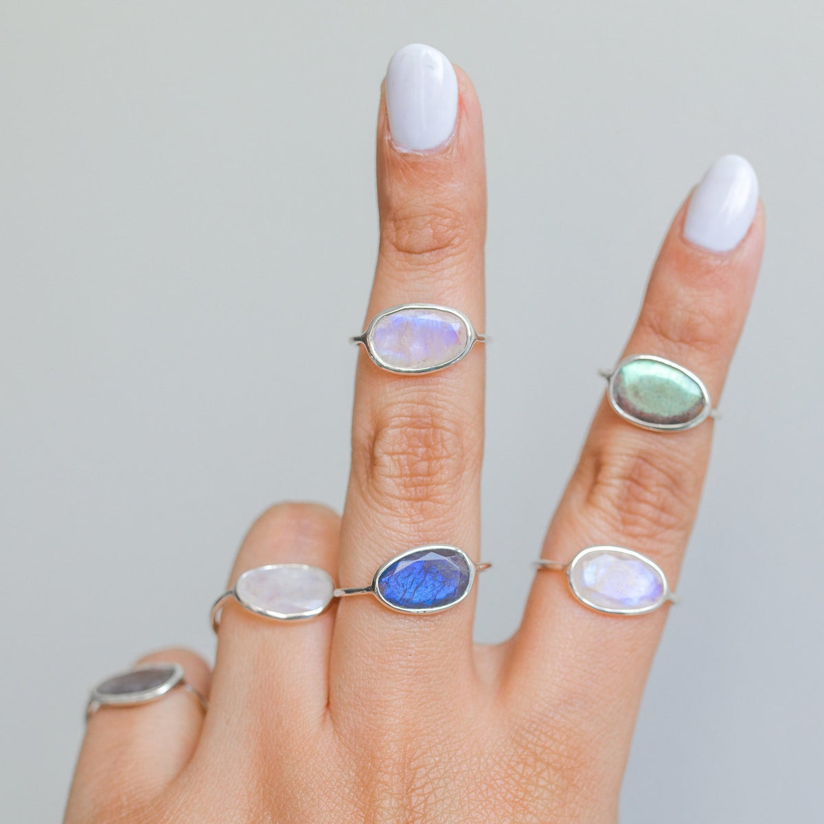 Faceted Labradorite Rings, Galaxy Ring