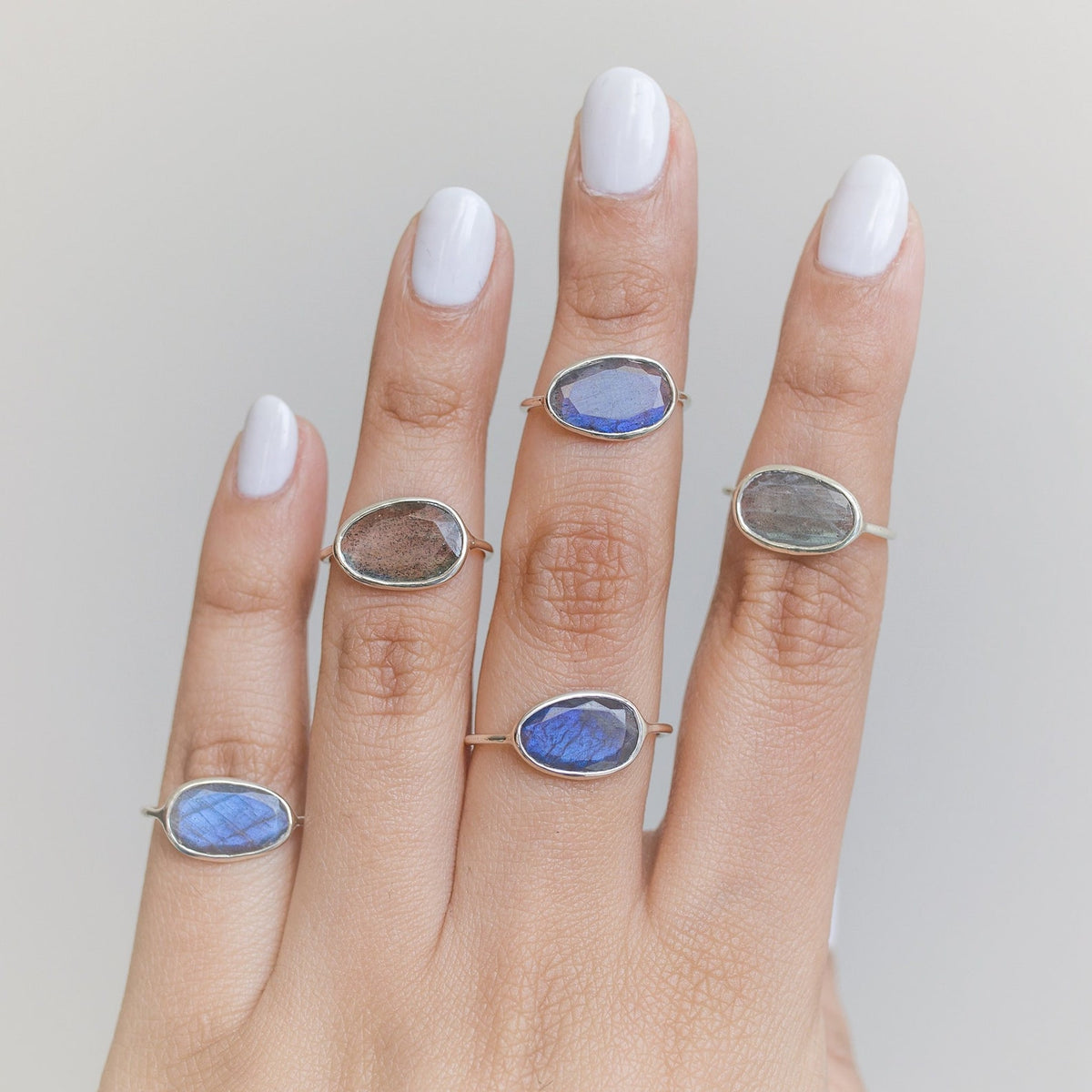 Faceted Labradorite Rings, Galaxy Ring