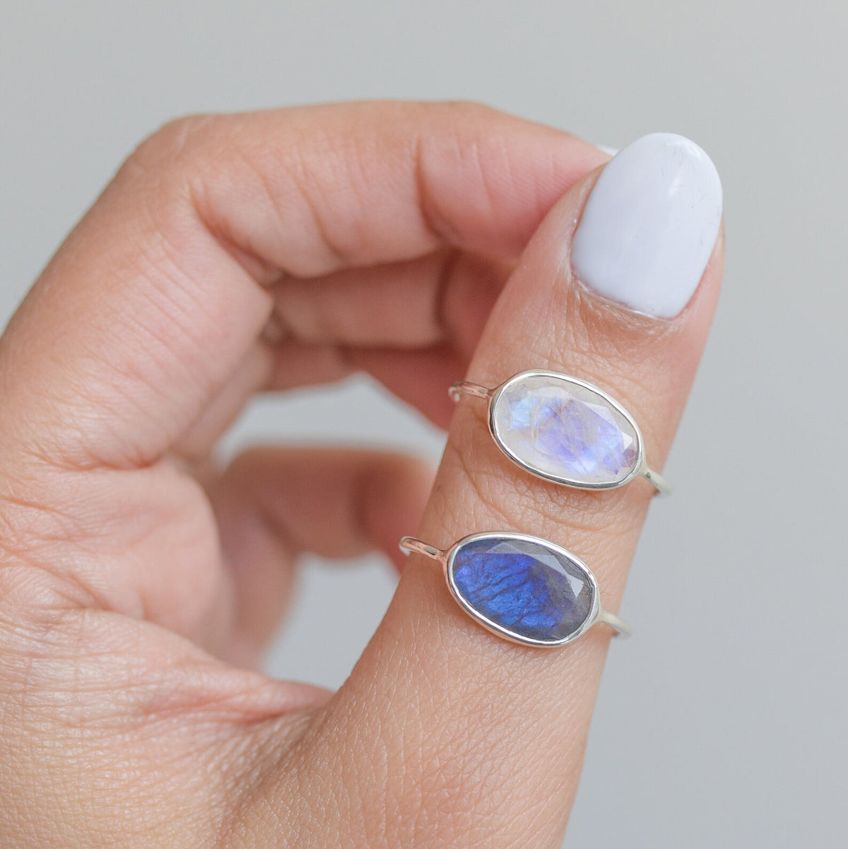 Faceted Moonstone Delicate Silver Ring, June Birthstone Ring