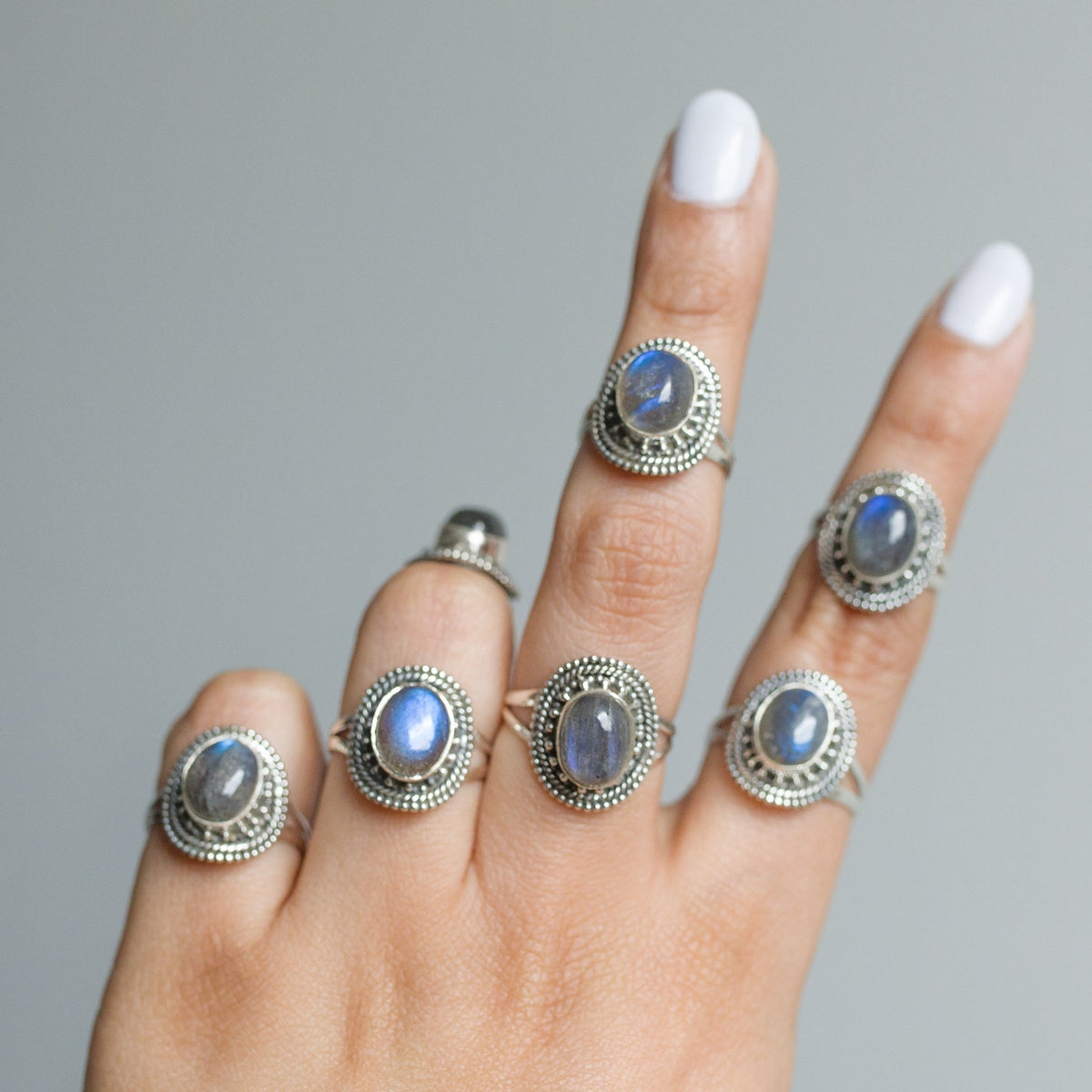 Oval Labradorite Ring, Silver Statement Ring