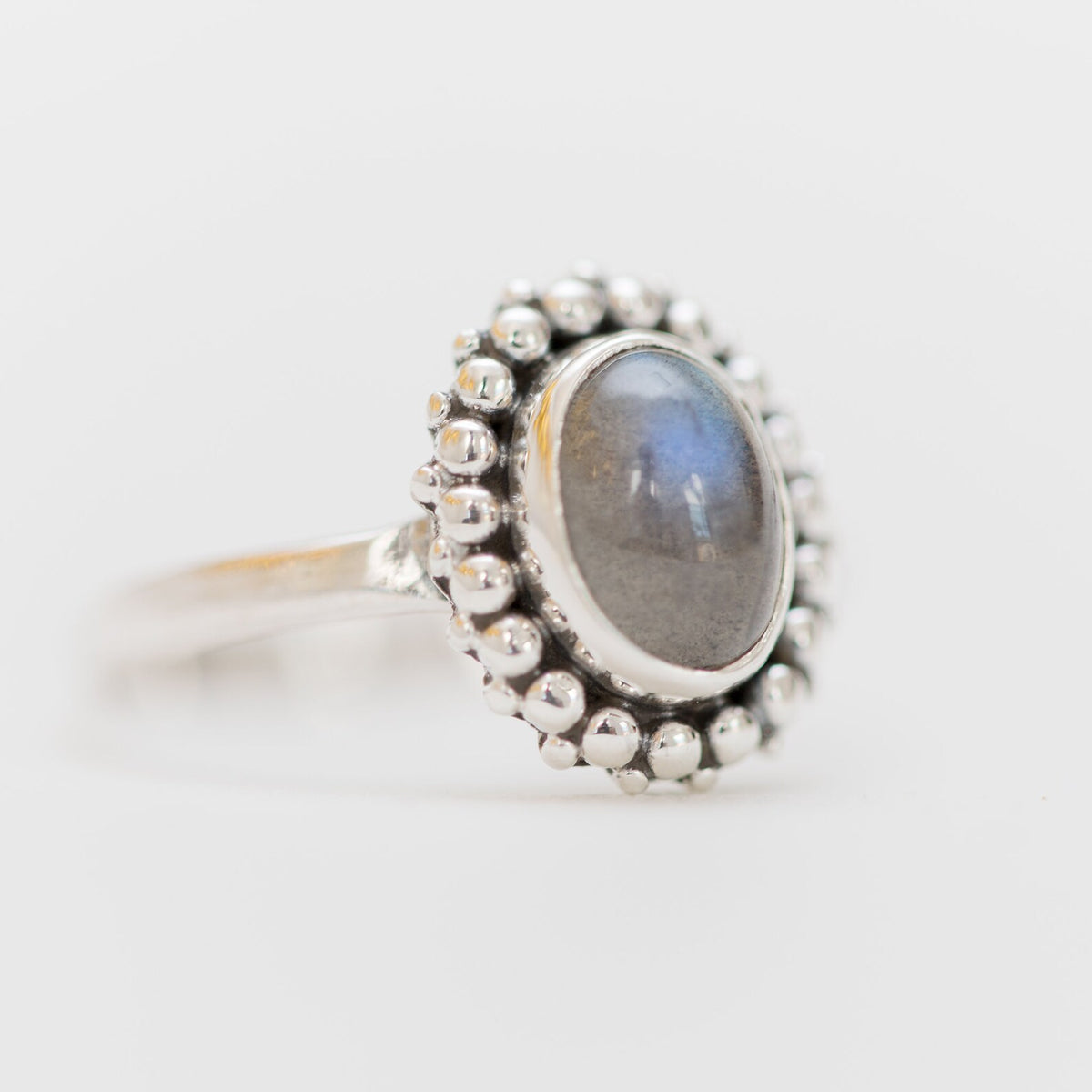 Oval Labradorite Ring, Thin Minimalist Ring