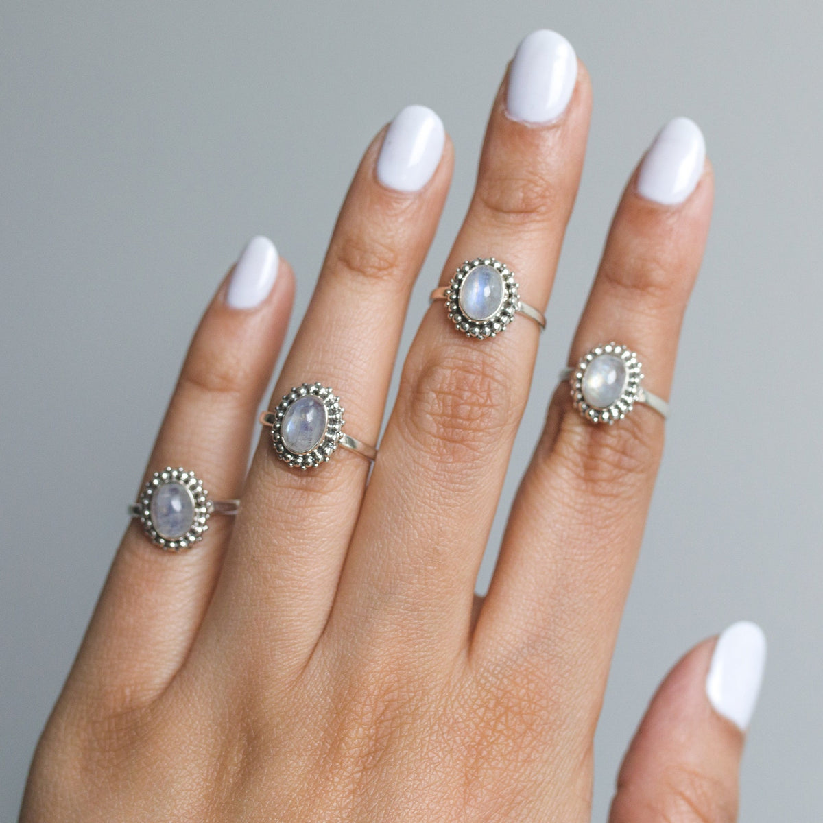 Oval Moonstone Ring, Ethnic Fusion Ring