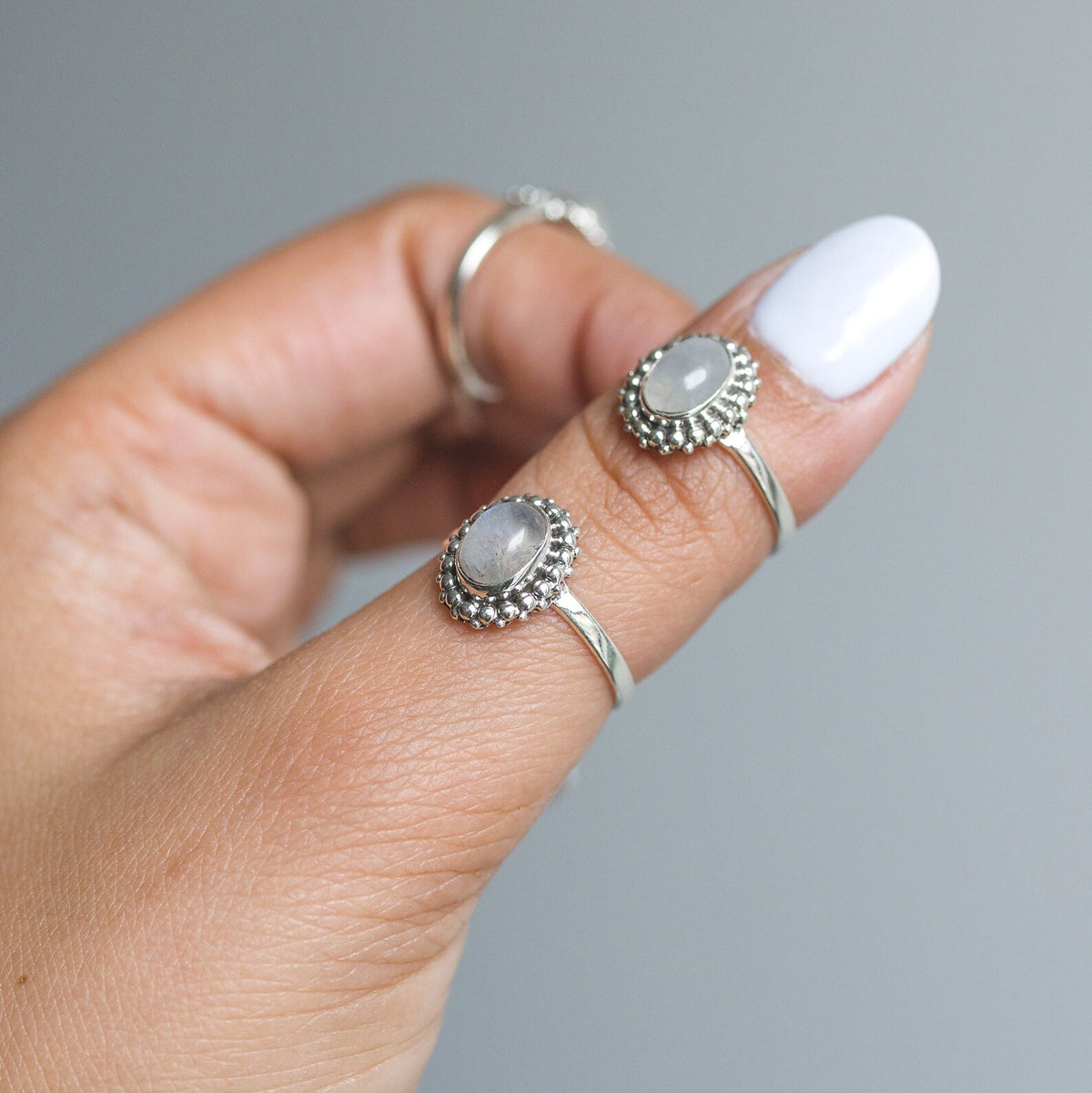 Oval Moonstone Ring, Ethnic Fusion Ring