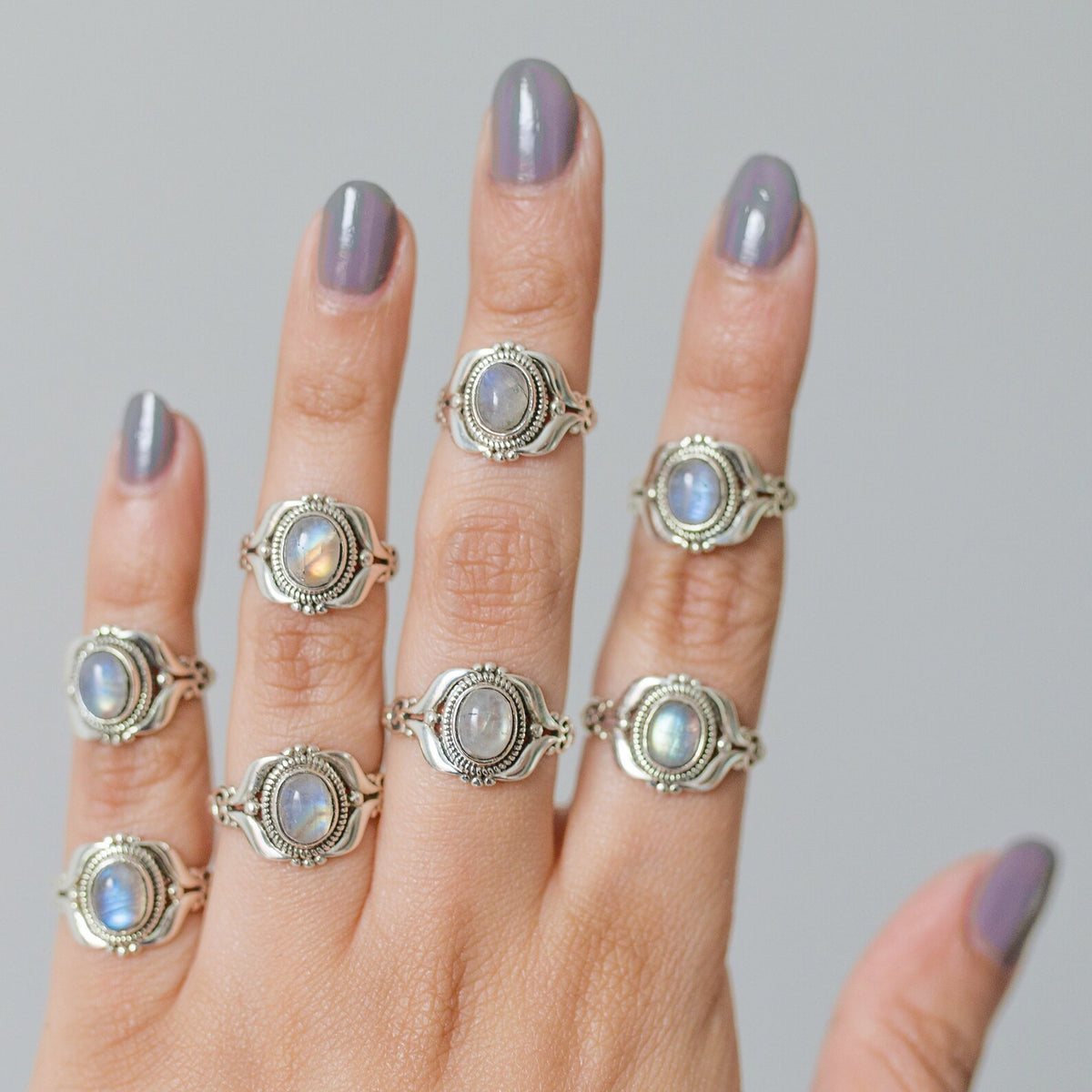 Bohemian Silver Ring, Moonstone Statement June Birthstone Ring