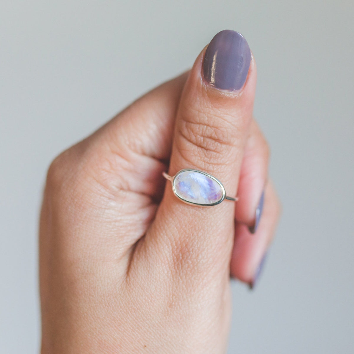 Faceted Moonstone Delicate Silver Ring, June Birthstone Ring