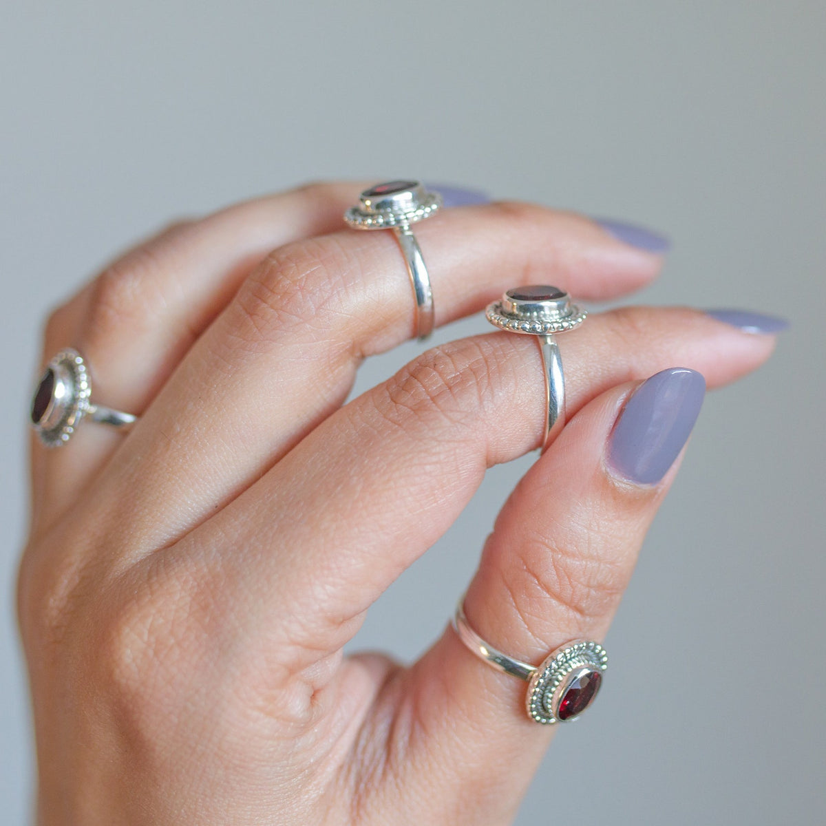 Faceted Garnet Ring, January Birthstone Ring