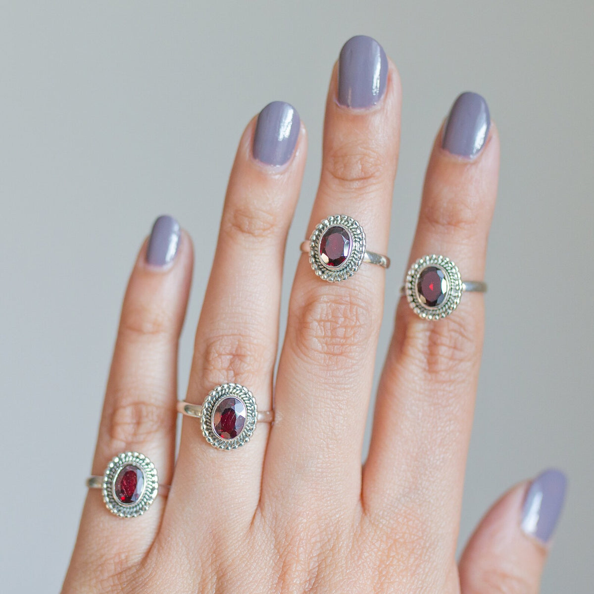 Faceted Garnet Ring, January Birthstone Ring
