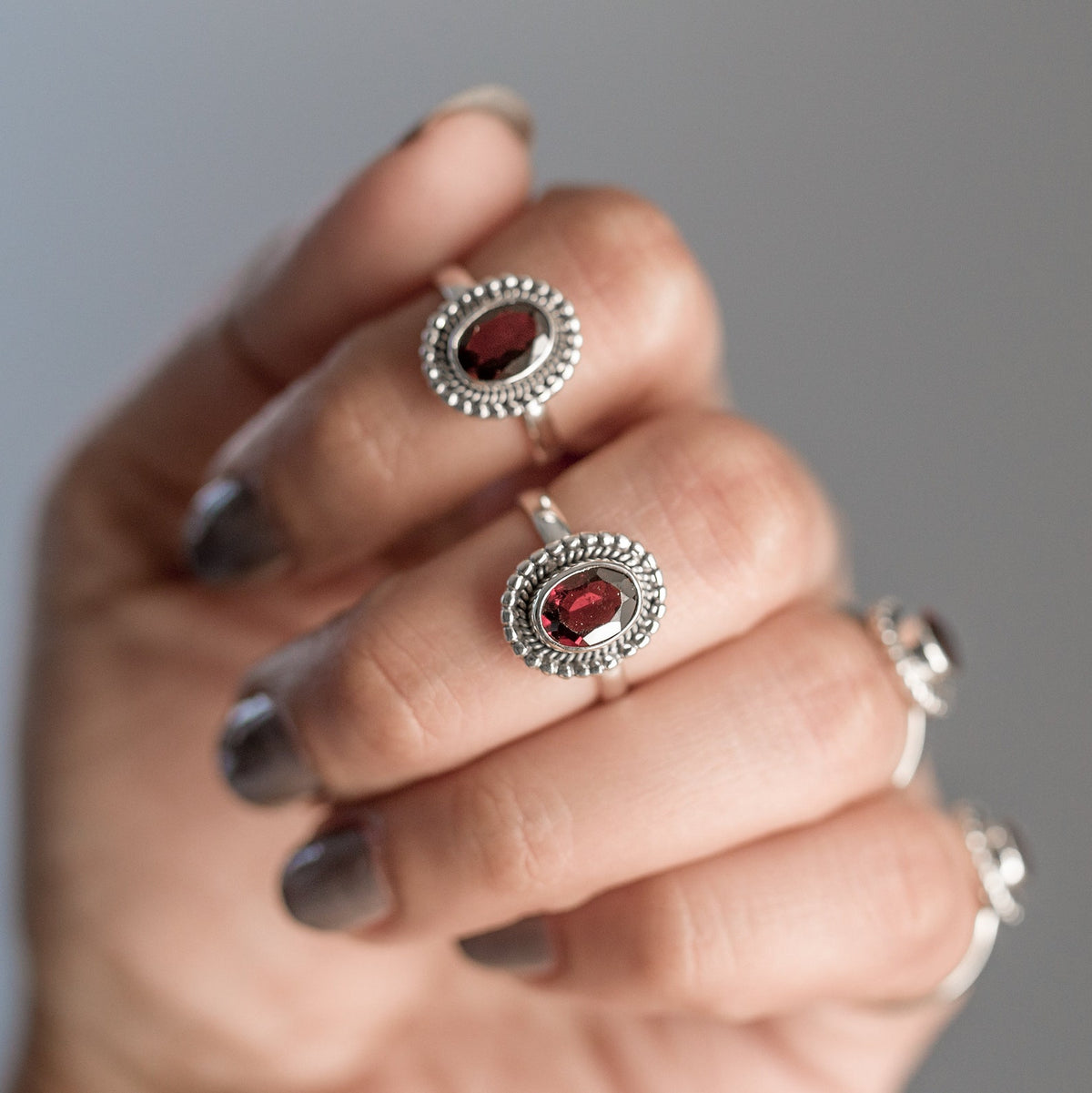 Faceted Garnet Ring, January Birthstone Ring