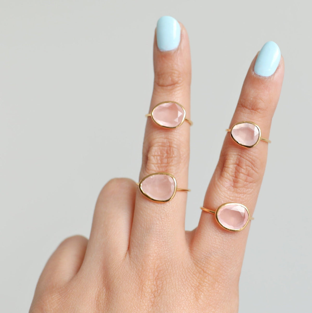 Rose Quartz Crystal & Gold Vermeil Ring, Delicate Rings