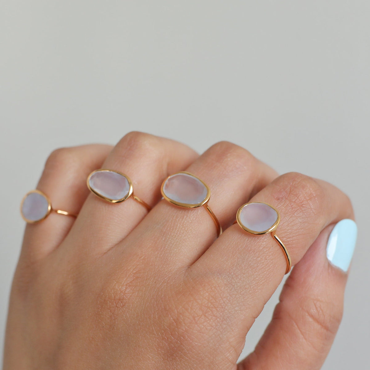 Lavender Chalcedony & Gold Vermeil Ring, Delicate Rings