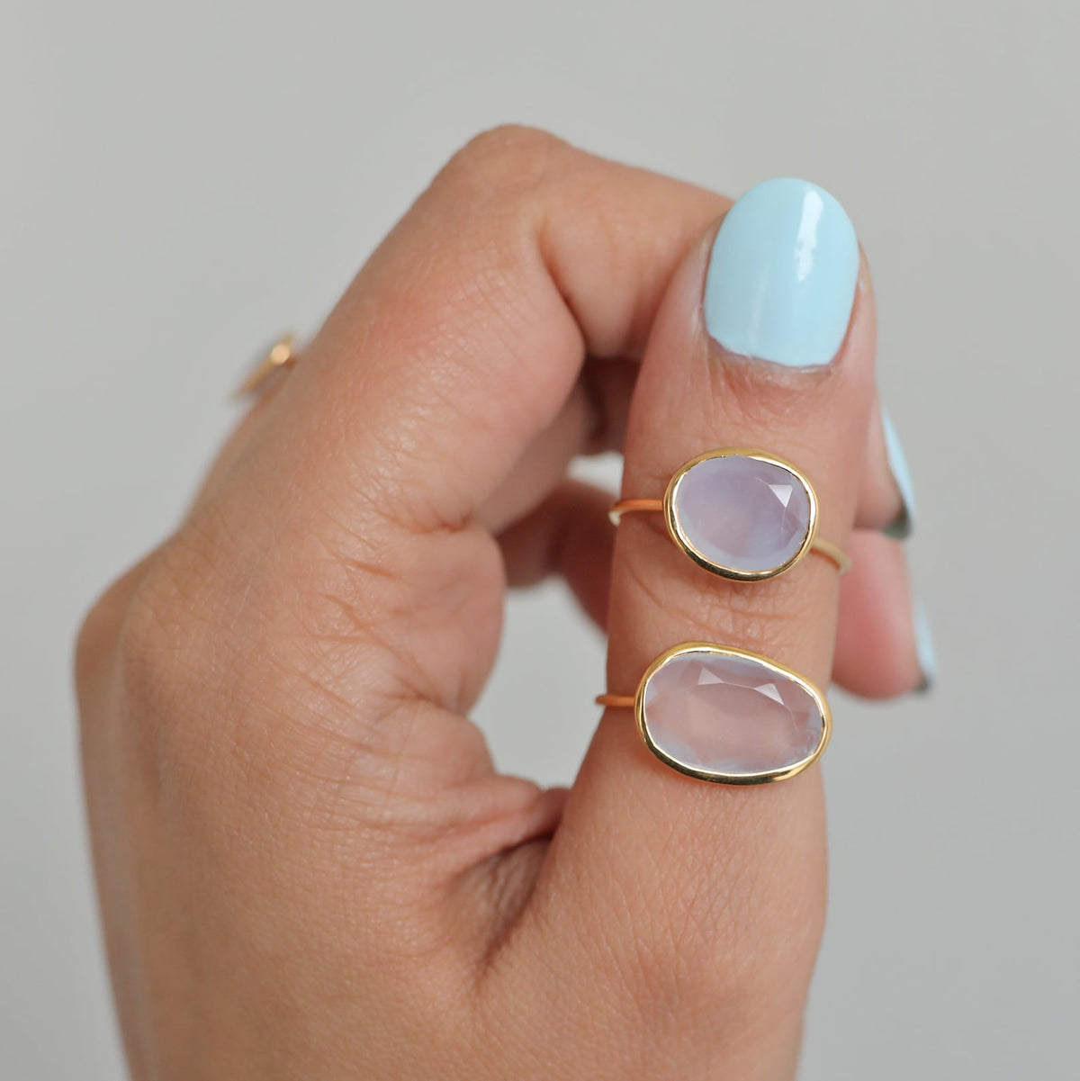 Lavender Chalcedony & Gold Vermeil Ring, Delicate Rings