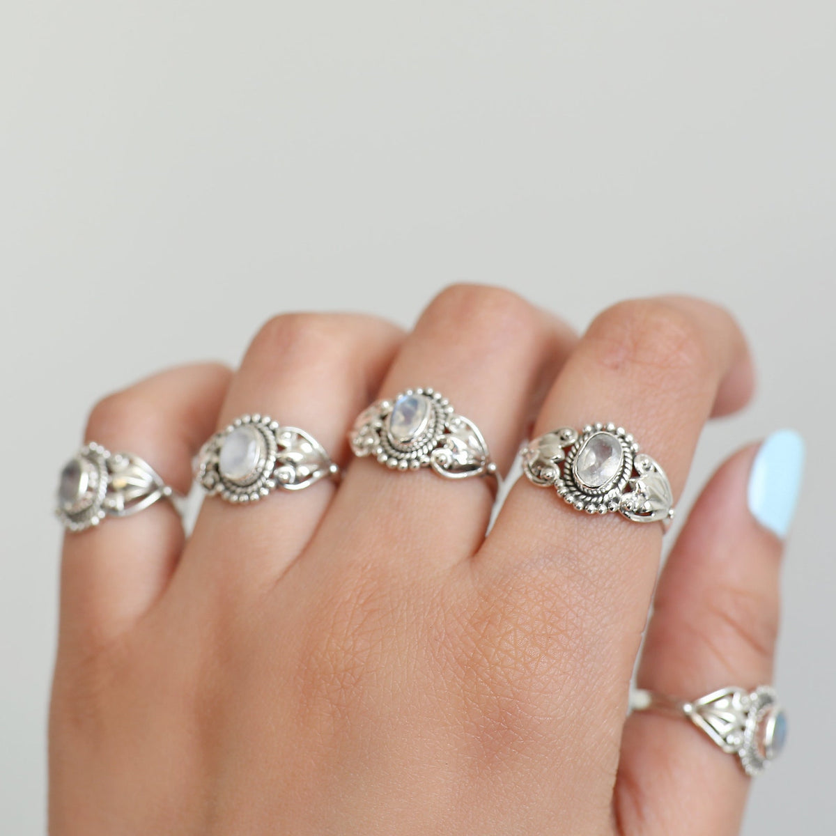 Oval Moonstone Ring in Sterling Silver