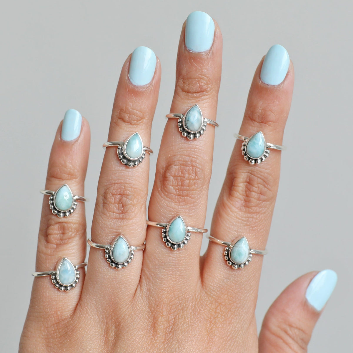 Larimar Cabochon Sterling Silver Ring, Larimar Jewelry