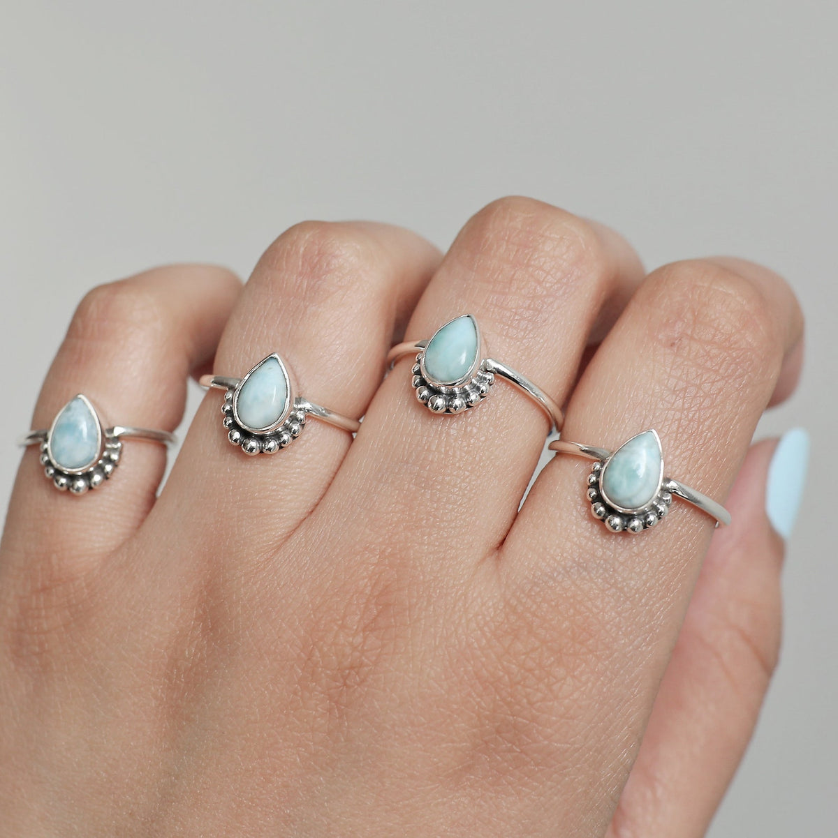 Larimar Cabochon Sterling Silver Ring, Larimar Jewelry
