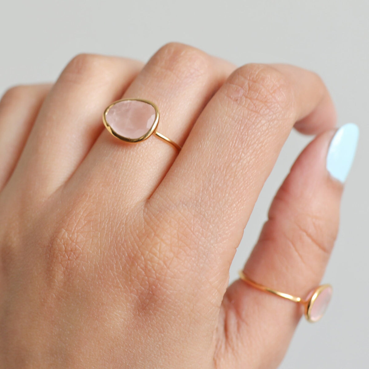 Rose Quartz Crystal & Gold Vermeil Ring, Delicate Rings