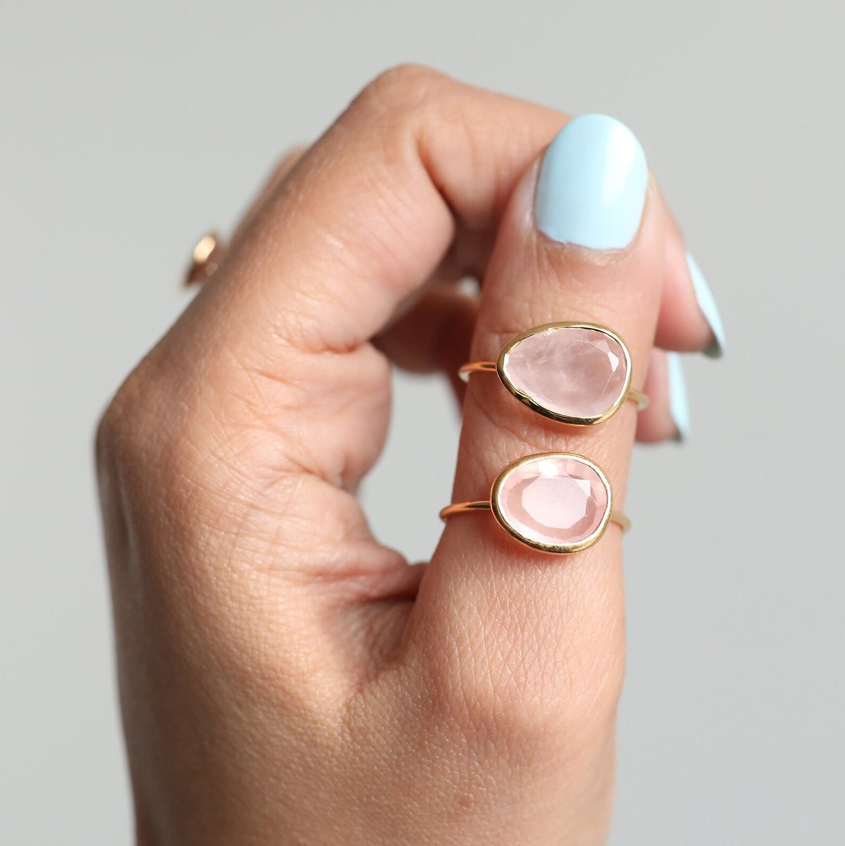 Rose Quartz Crystal & Gold Vermeil Ring, Delicate Rings