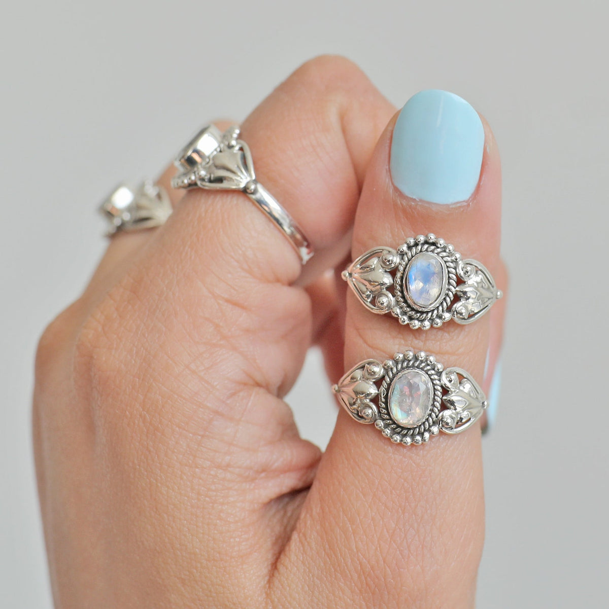 Oval Moonstone Ring in Sterling Silver