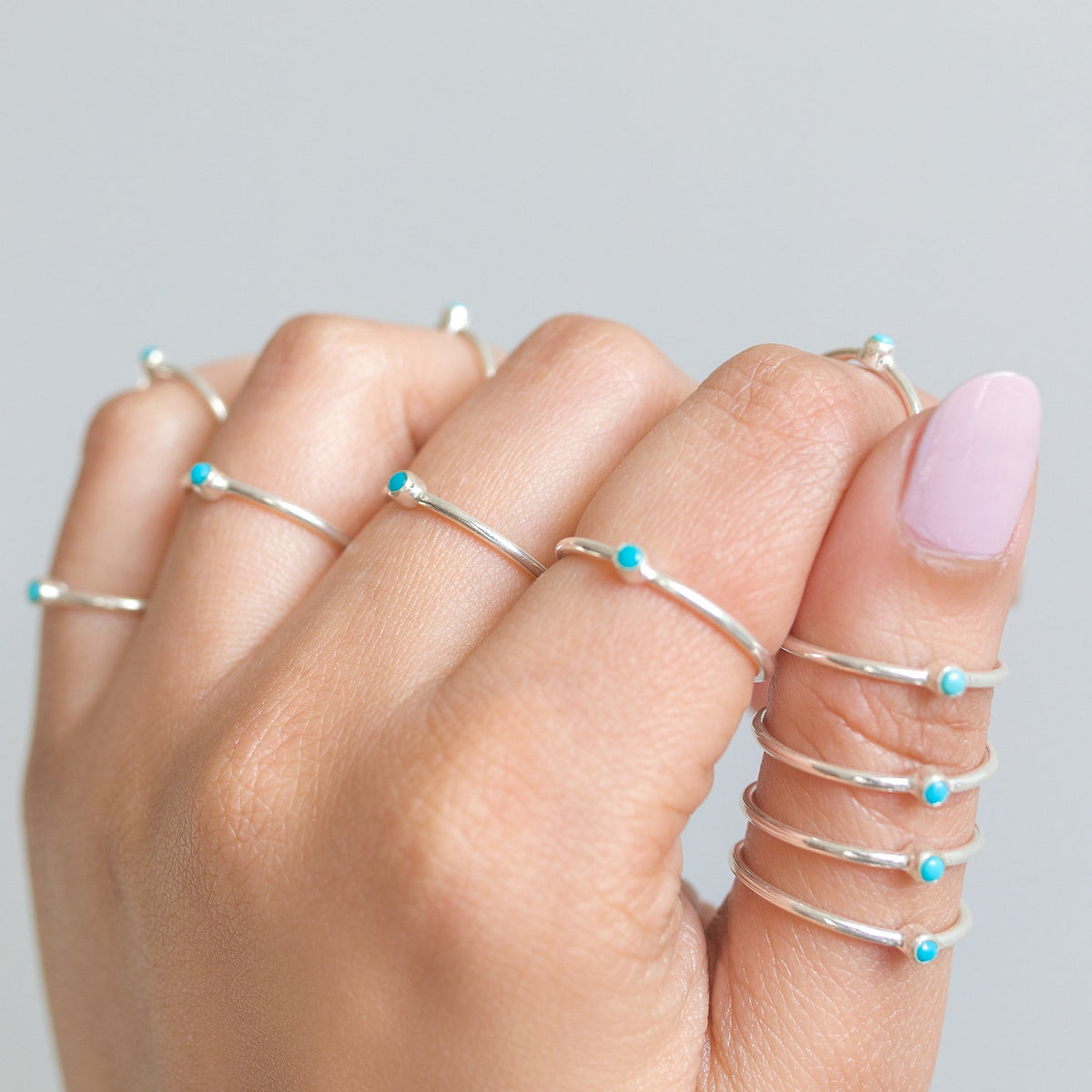 Natural Turquoise Ring, Tiny Turquoise Ring in Sterling Silver