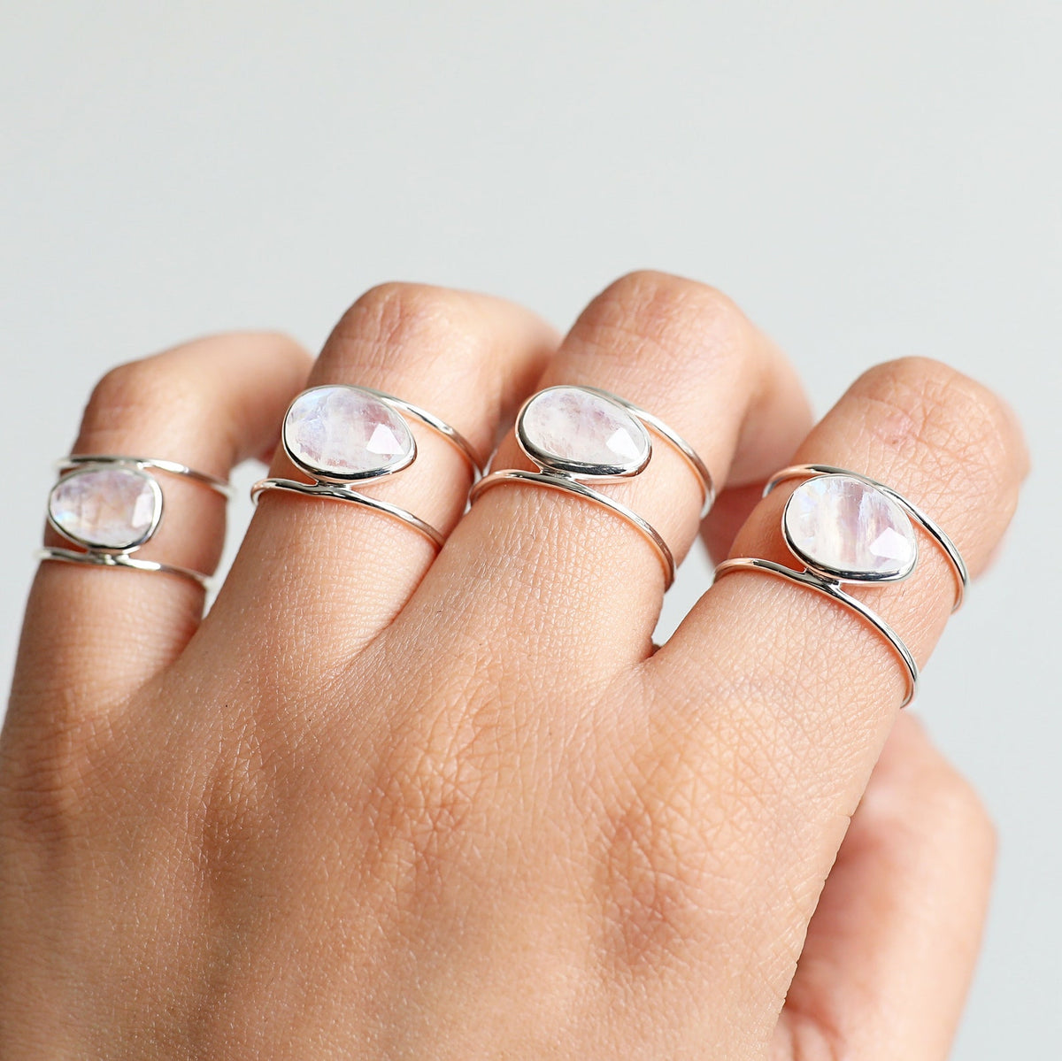 Rose Cut Moonstone Ring - Sterling Silver Ring