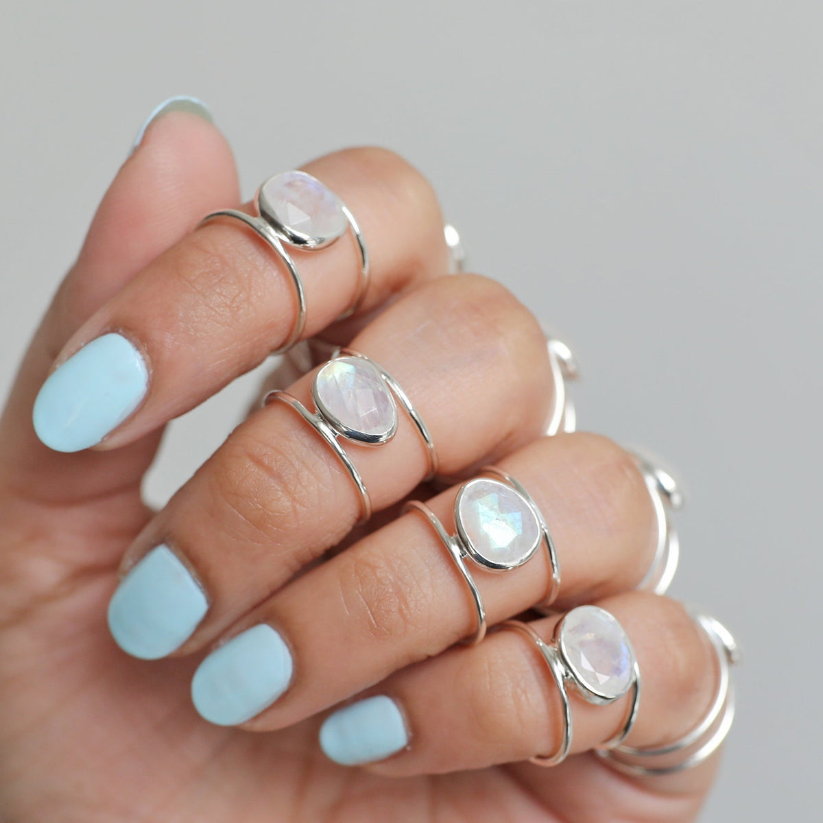 Rose Cut Moonstone Ring - Sterling Silver Ring