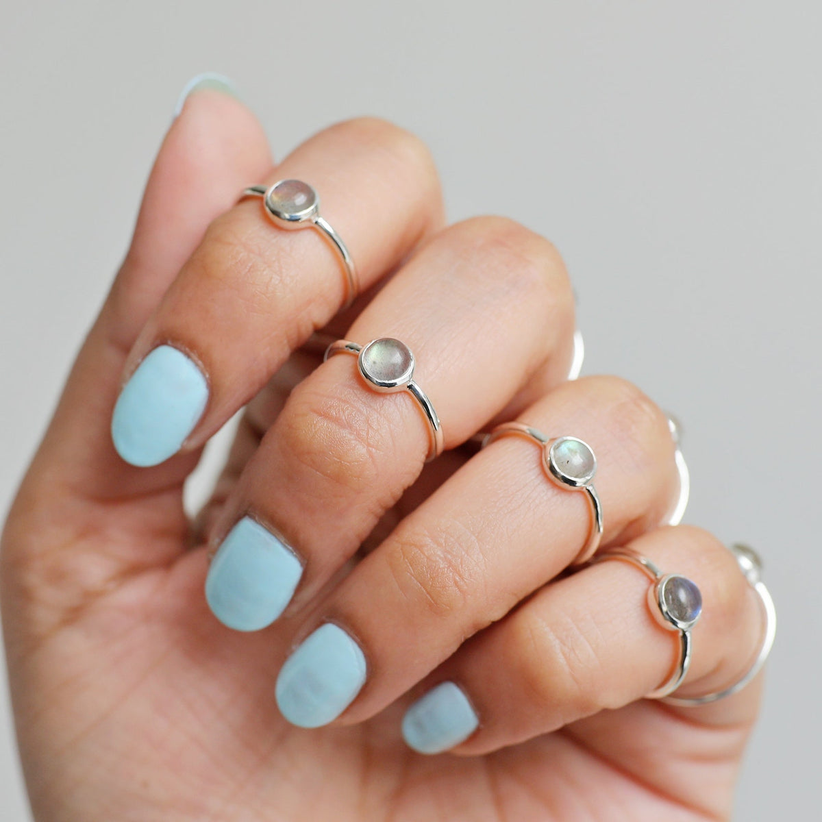 Tiny Labradorite Ring, Everyday Stack Ring
