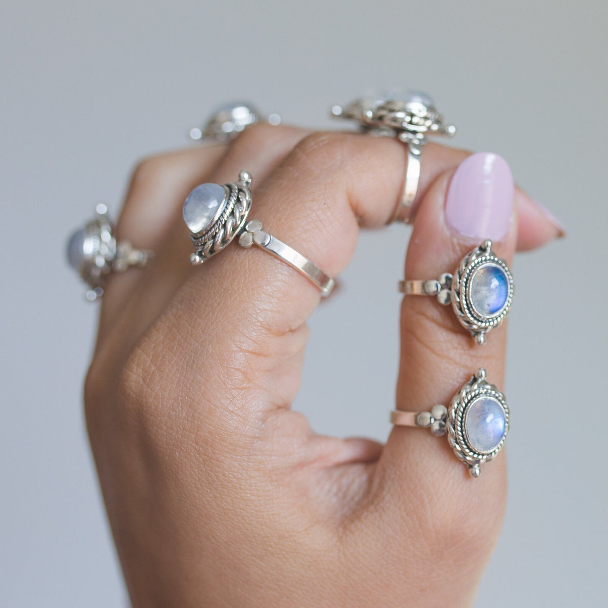 Oval Moonstone Ring, Moonstone Crystal, Gypsy Boho Ring