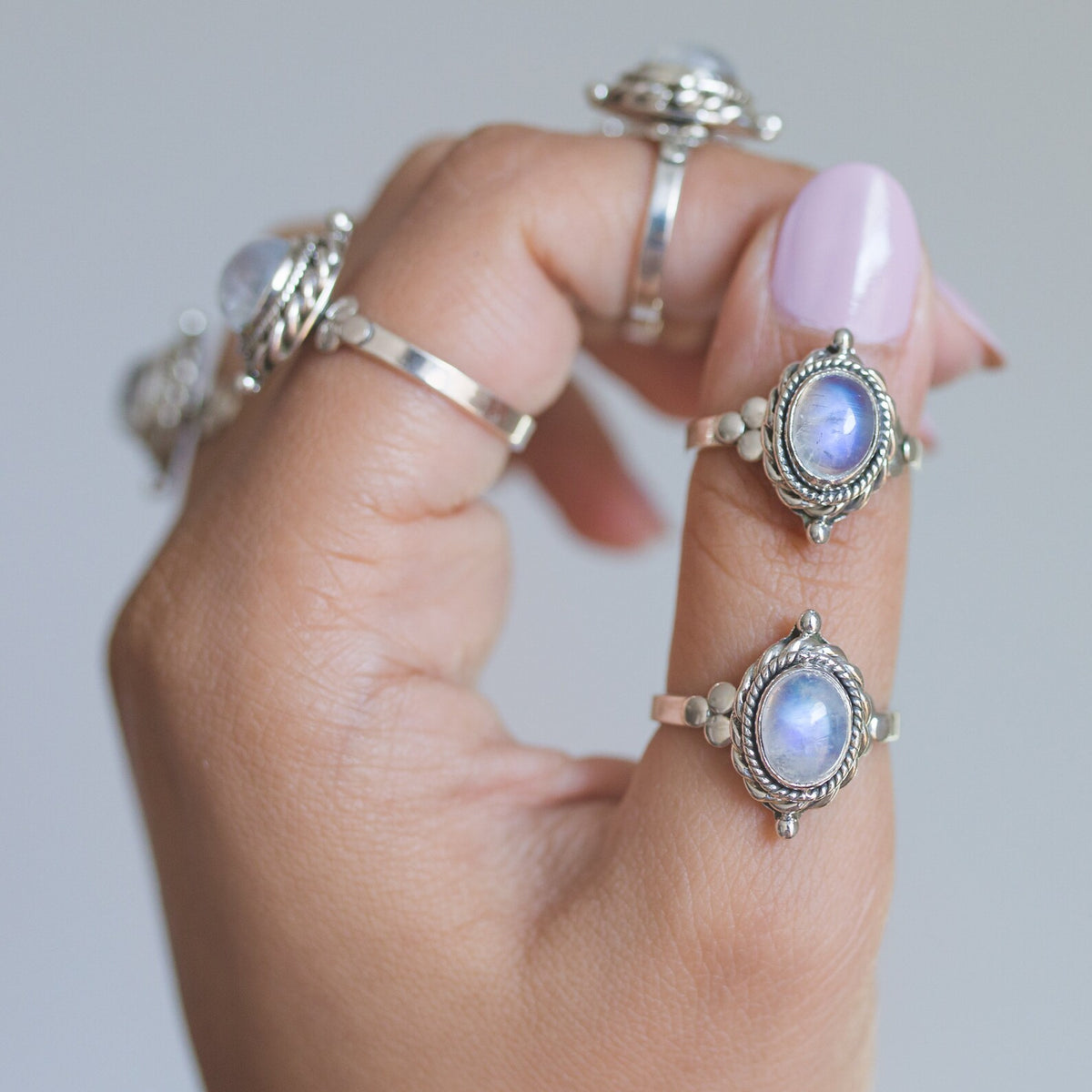 Oval Moonstone Ring, Moonstone Crystal, Gypsy Boho Ring