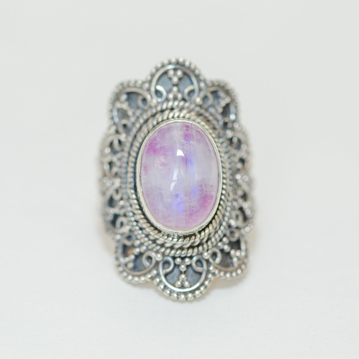 Pink Moonstone Ring, Moonstone Crystal Ring