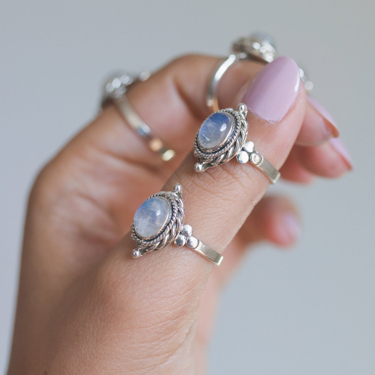 Oval Moonstone Ring, Moonstone Crystal, Gypsy Boho Ring