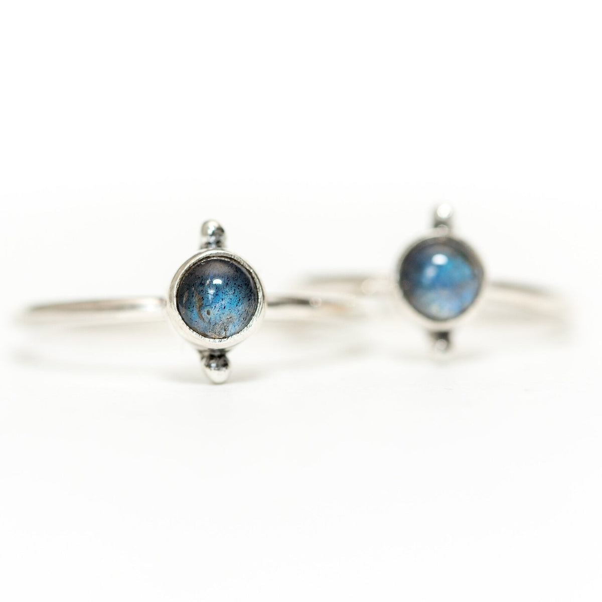 Cute Labradorite Ring, Silver Dot Ring
