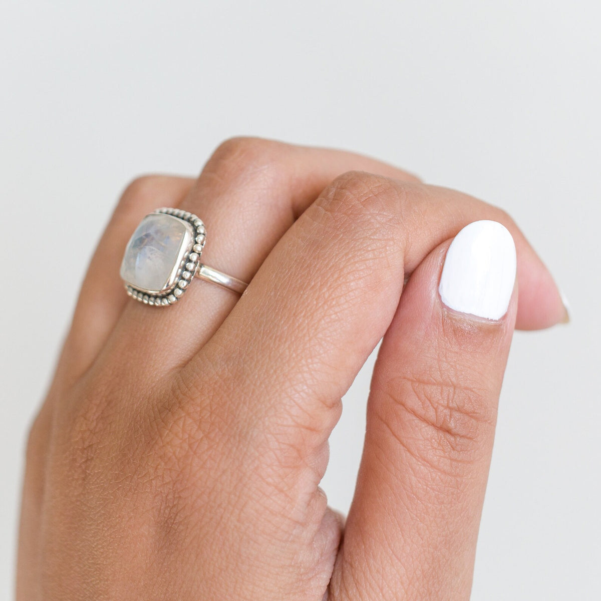 Natural Moonstone Ring in Solid Sterling Silver