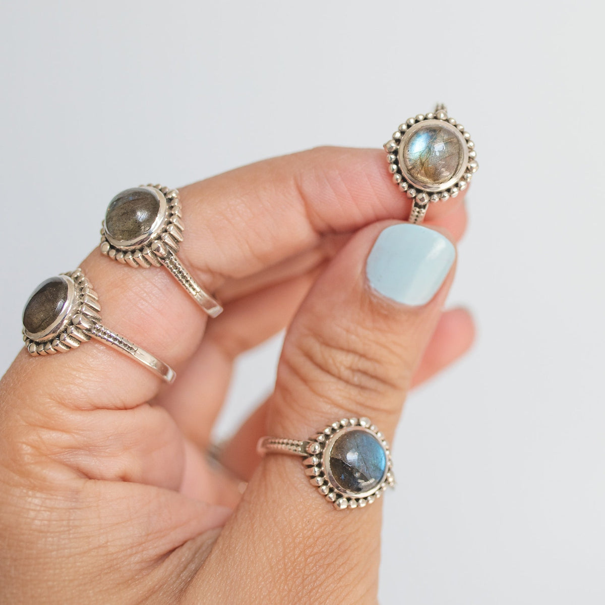 Round Labradorite Ring in Sterling Silver