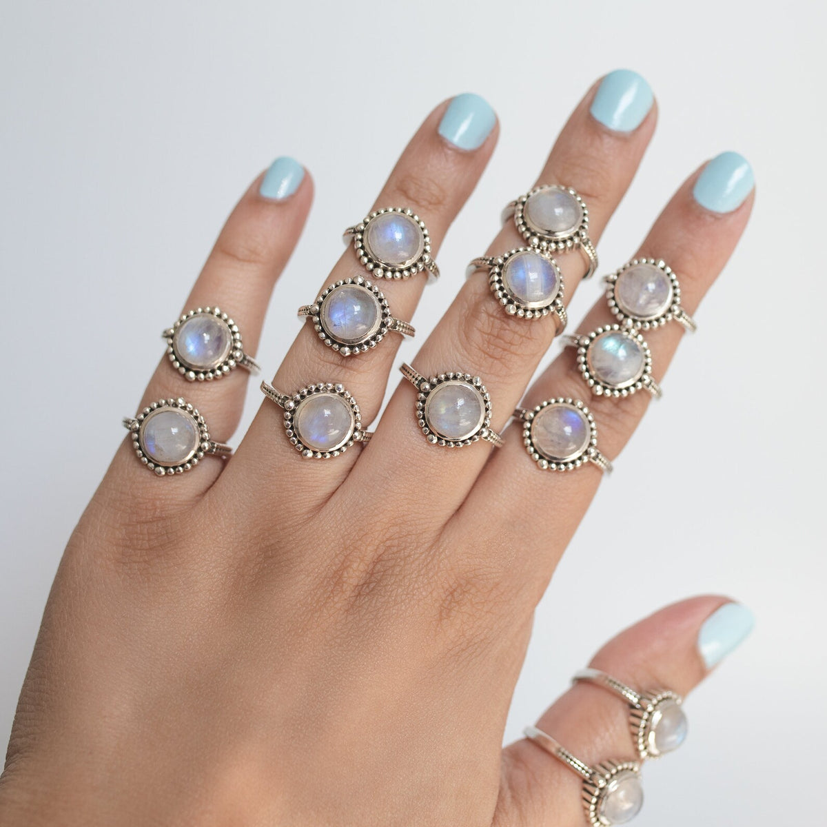Round Moonstone Ring in Sterling Silver