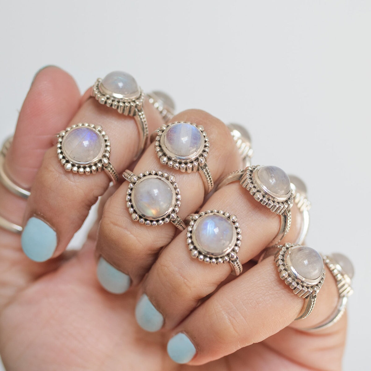 Round Moonstone Ring in Sterling Silver