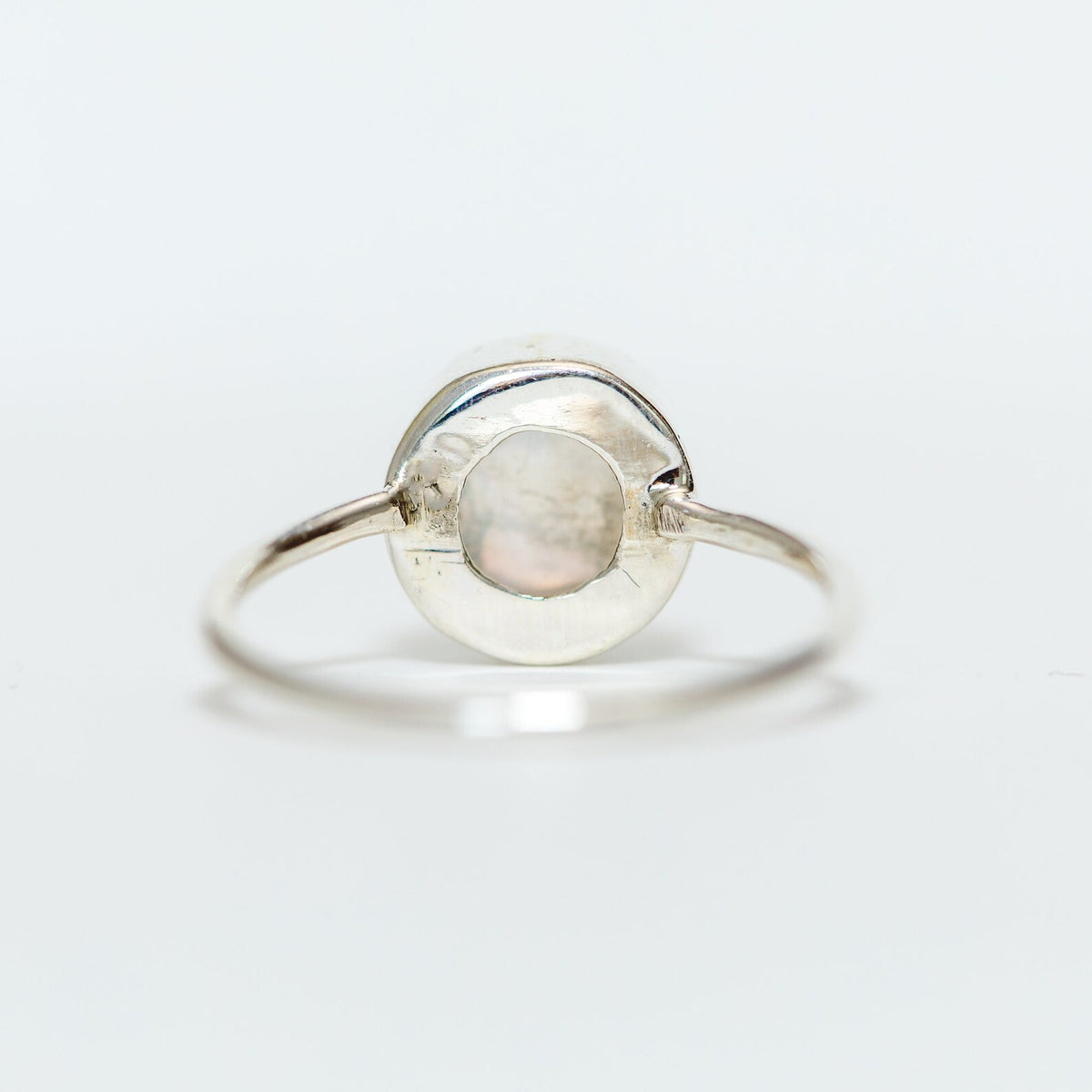 Round Moonstone Ring, Delicate Silver Ring