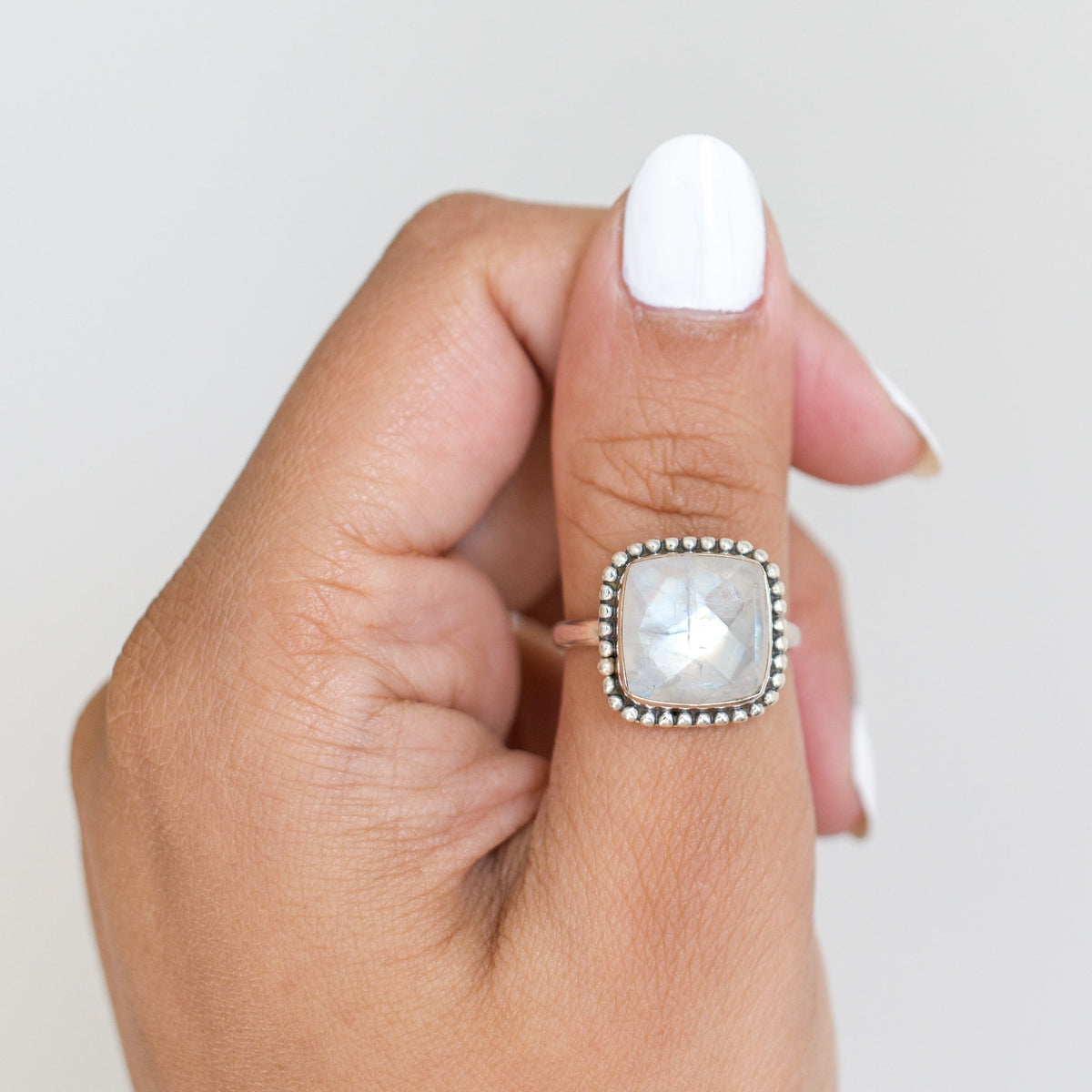 Natural Moonstone Ring in Solid Sterling Silver