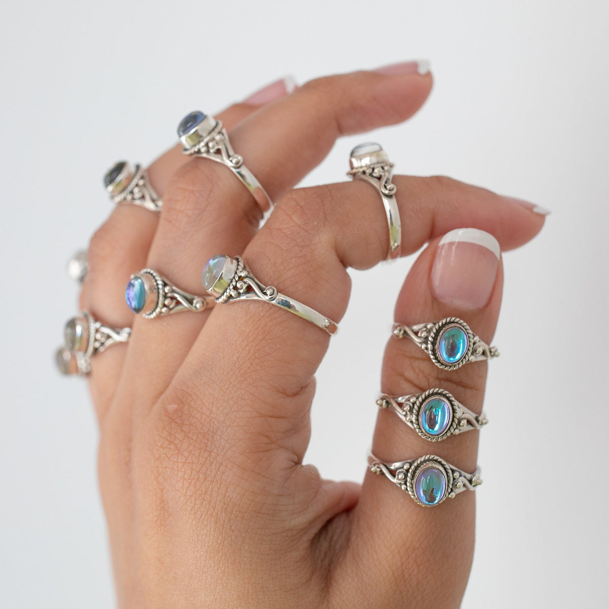 Angel Aura Quartz Ring, Silver infinity Ring