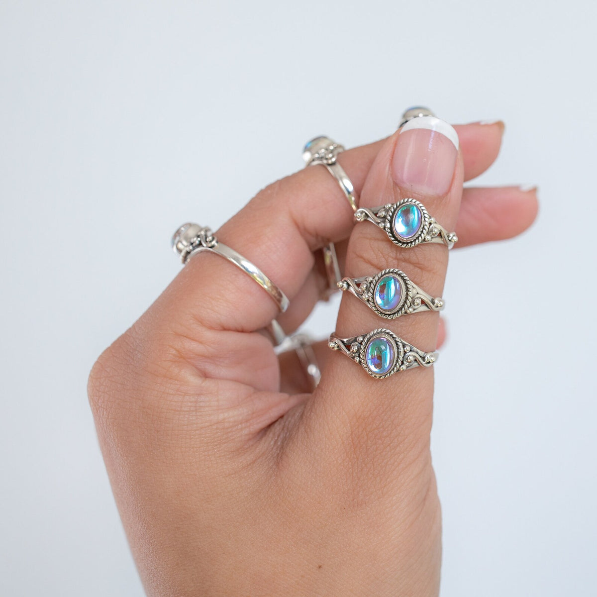Angel Aura Quartz Ring, Silver infinity Ring