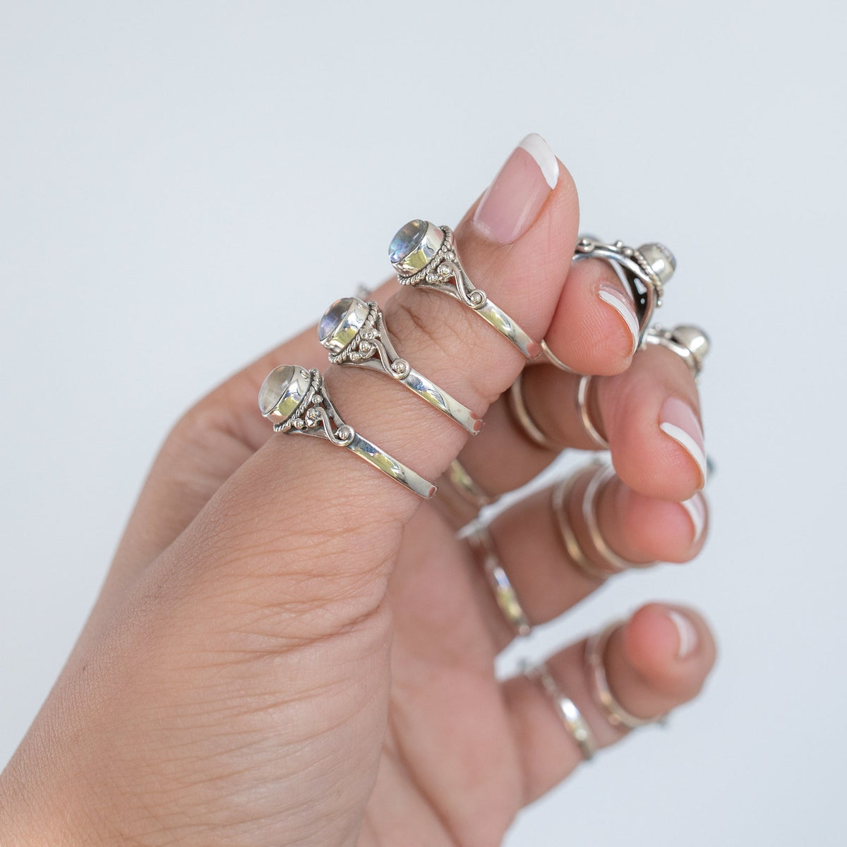 Angel Aura Quartz Ring, Silver infinity Ring