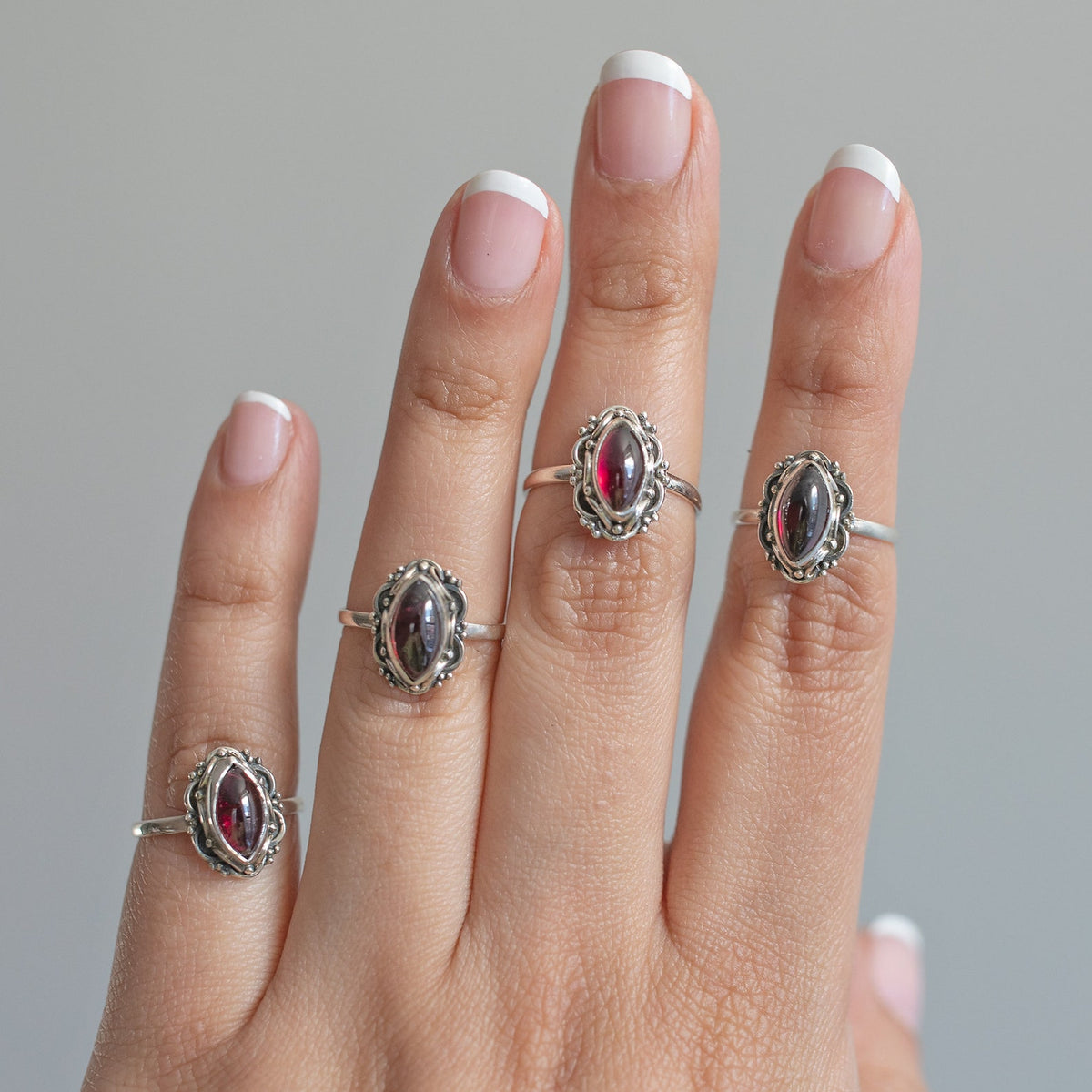 Marquise Garnet Ring, Natural Garnet, Gypsy Boho Ring