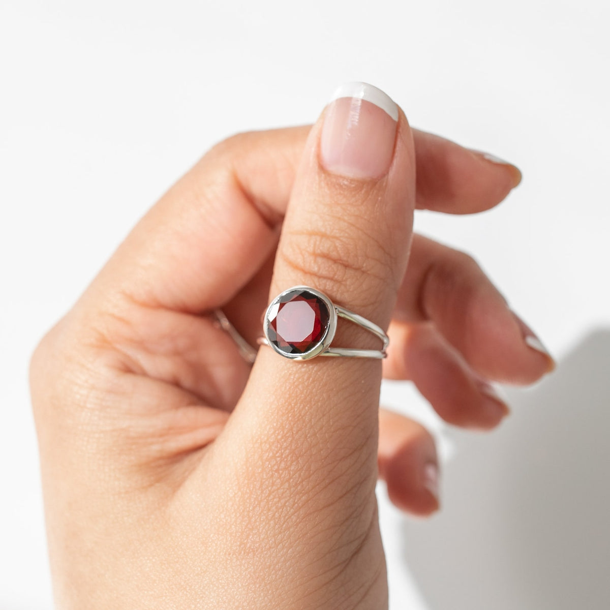 Faceted Garnet Ring, Red Garnet Jewelry