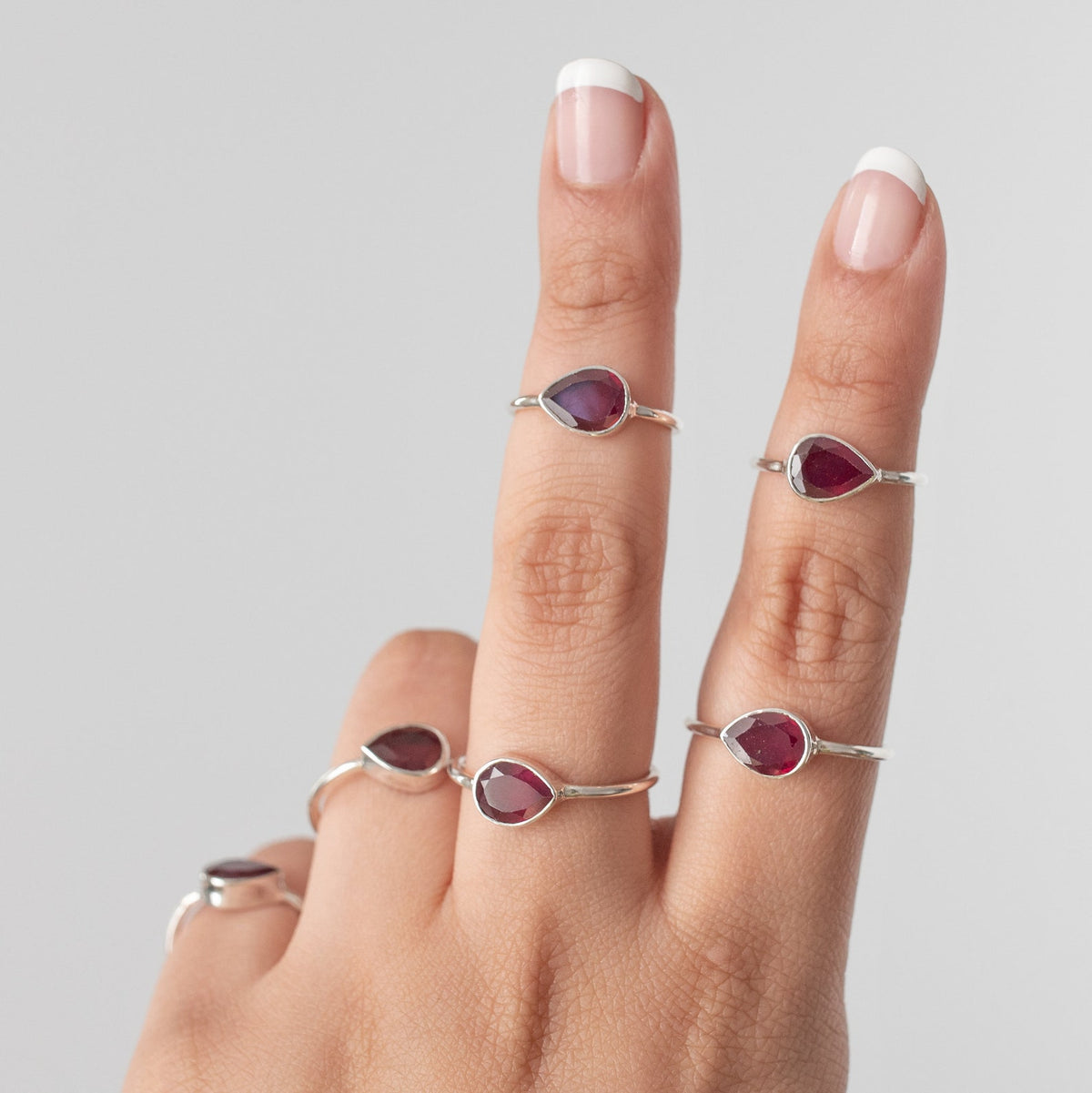 Minimalist Ruby Ring, Pear Ruby Birthstone Ring