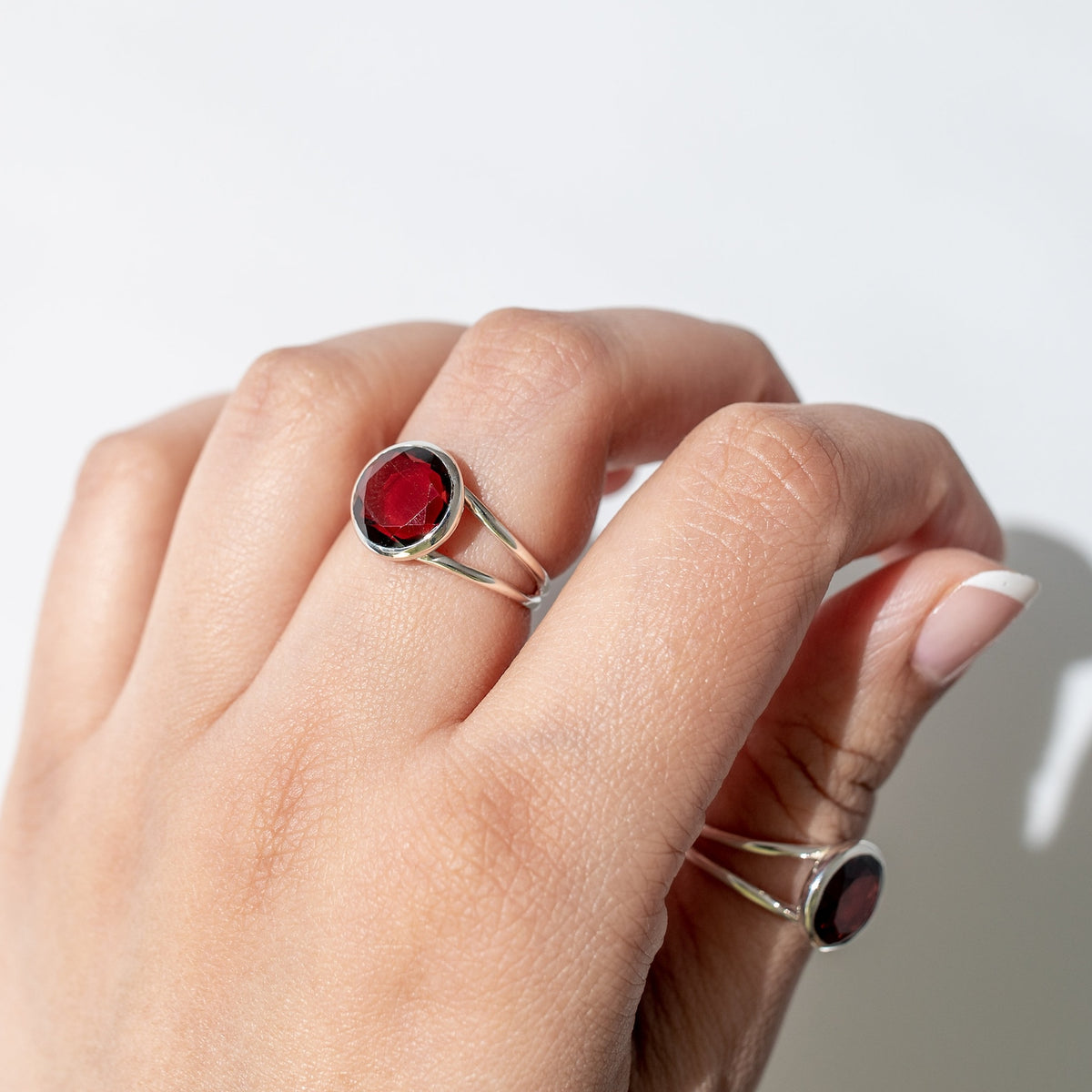 Faceted Garnet Ring, Red Garnet Jewelry